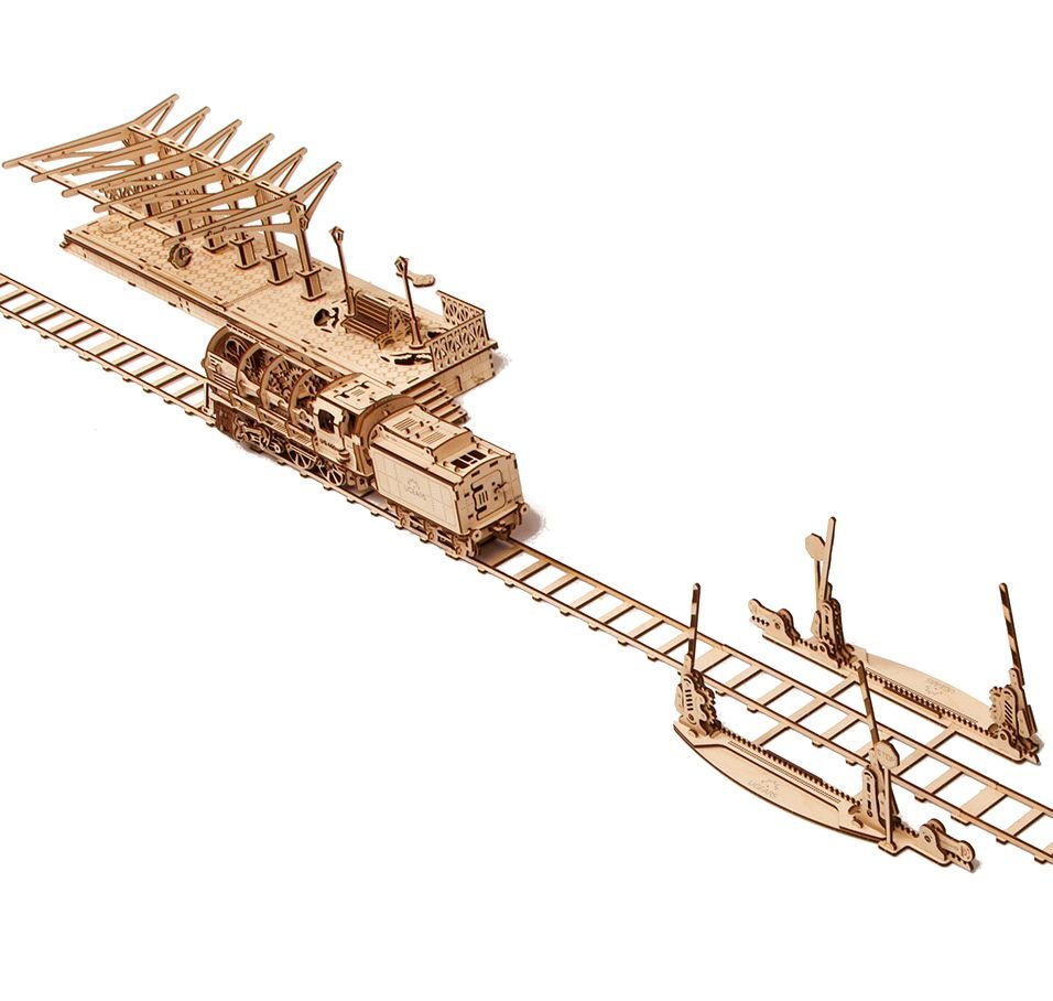 UGEARS LOCOMOTIVE + RAILWAY PLATFORM + RAILS